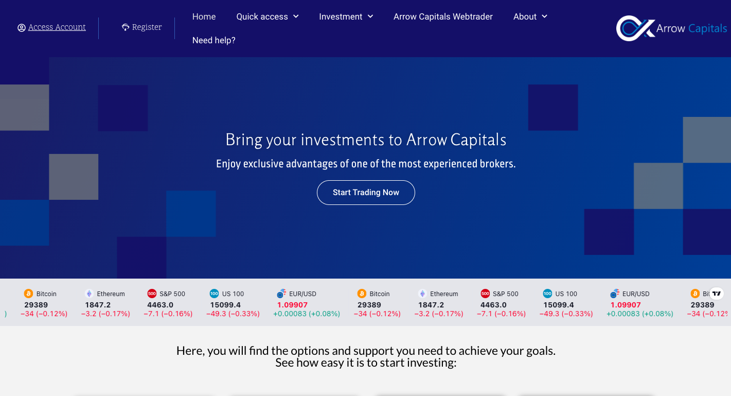 Arrow Capitals trading platform