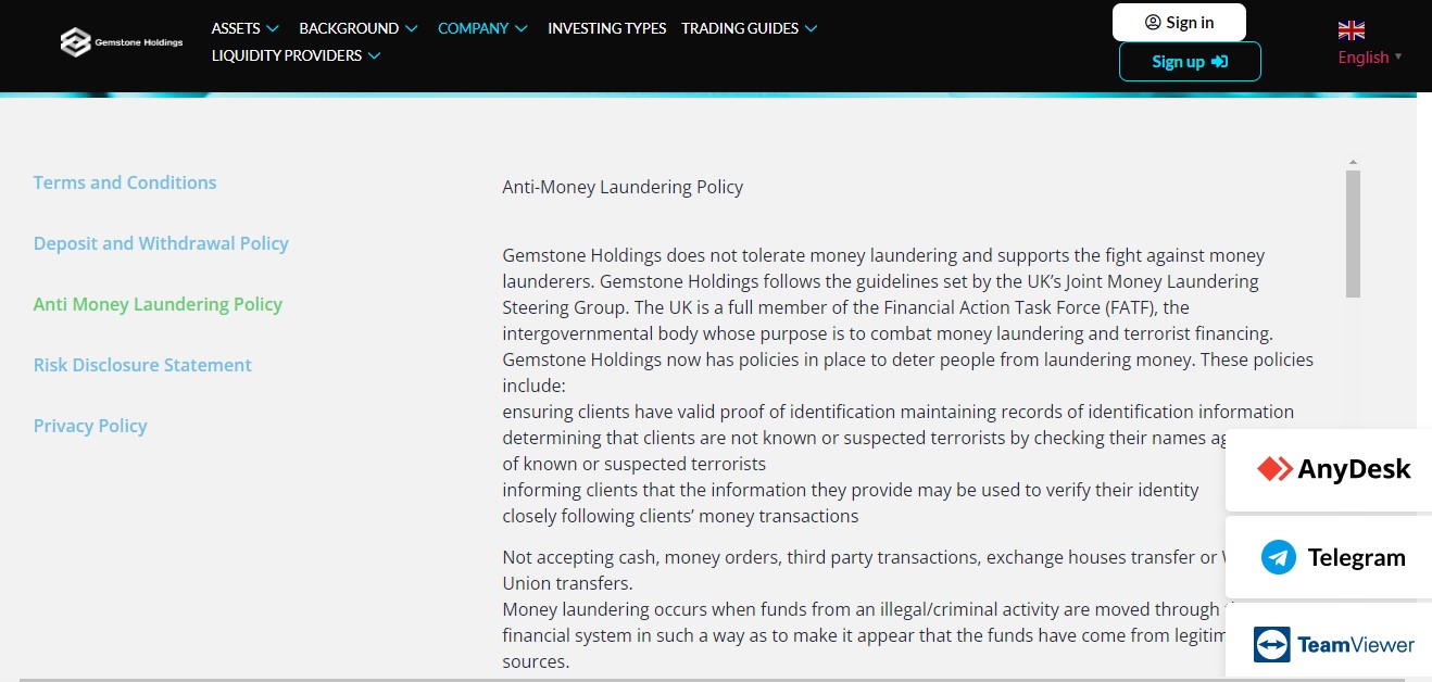 Gemstone Holdings AML Compliance Gemstone Holdings AML Compliance