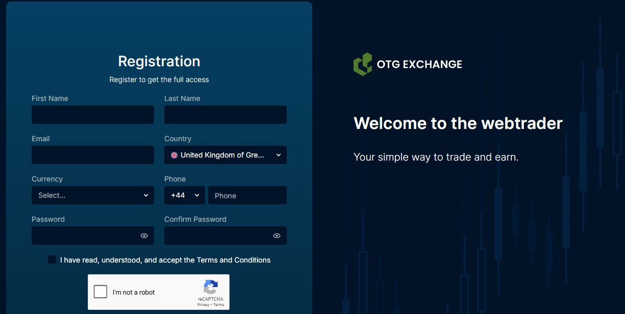 OTG Exchange Signup Page OTG Exchange Signup Page